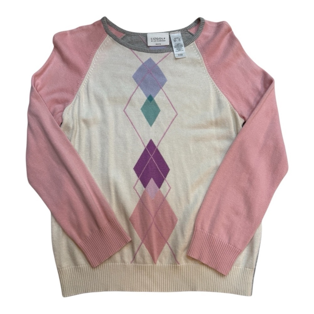 Liz Claiborne Liz Golf Argyle Angora Blend Sweater Size SP